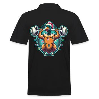 Lustige Weihnachtsgans Bodybuilding Weihnachten - Männer Poloshirt - Schwarz - Hinten - Kai (181cm)