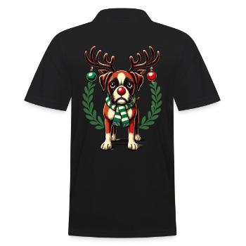 Weihnachtshund Mit Rentiergeweih Und Schal - Männer Poloshirt - Schwarz - Hinten - Kai (181cm)