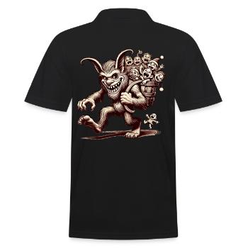 Krampus Trägt Schreiende Kinder Fröhlich - Männer Poloshirt - Schwarz - Hinten - Kai (181cm)