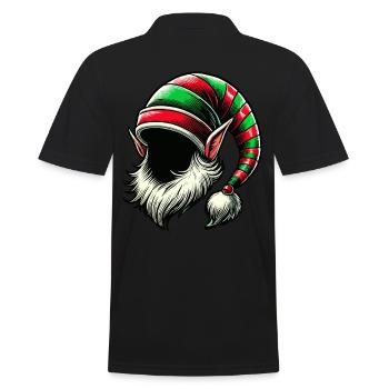 Christmas Elf Hat with Beard and Ears Costume - Men's Polo Shirt - black - Back - Kai (181cm)