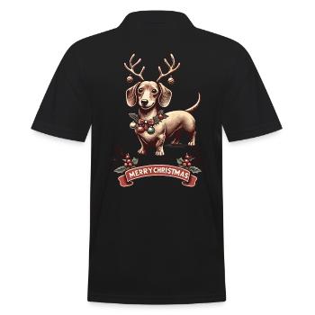 Merry Christmas Dachshund Reindeer Motif - Men's Polo Shirt - black - Back - Kai (181cm)