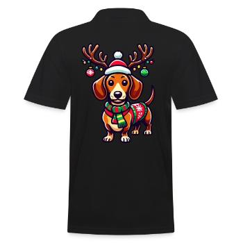 Fröhlicher Dackel Mit Rentiergeweih - Männer Poloshirt - Schwarz - Hinten - Kai (181cm)