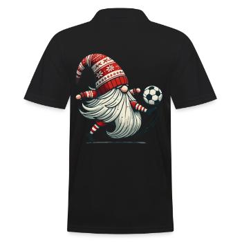 Football Gnome Christmas Player Elf - Men's Polo Shirt - black - Back - Kai (181cm)