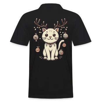Mignon chat de Noël avec des bois - Polo Homme - noir - Dos - Kai (181cm)