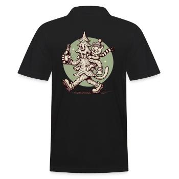 Arbre de Noël drôle avec chat style rétro - Polo Homme - noir - Dos - Kai (181cm)