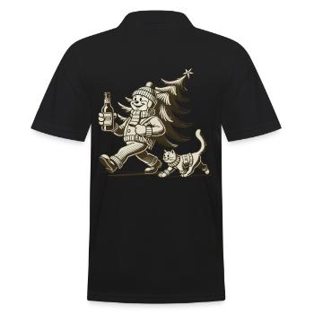 Promenade de Noël rétro avec de la bière - Polo Homme - noir - Dos - Kai (181cm)