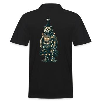 Christmas bear decorated with lights - Men's Polo Shirt - black - Back - Kai (181cm)