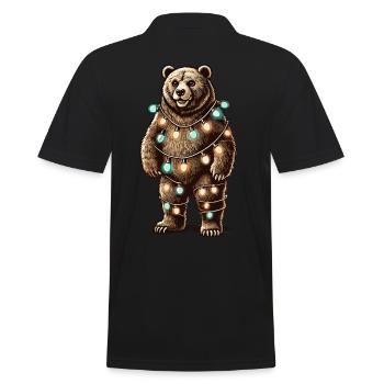 Drôle d’ours enveloppé de guirlandes lumineuses - Polo Homme - noir - Dos - Kai (181cm)