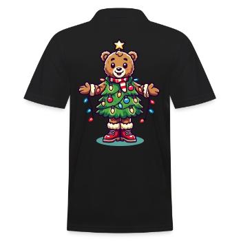 Ours de Noël avec des guirlandes lumineuses - Polo Homme - noir - Dos - Kai (181cm)