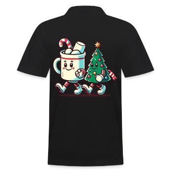 Joyeux Noël Look Vintage Rétro - Polo Homme - noir - Dos - Kai (181cm)