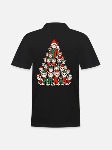 Christmas Christmas Tree Cats - Men's Polo Shirt - black
