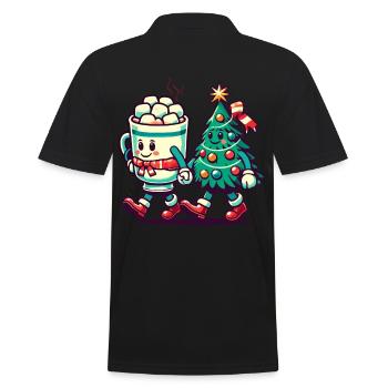 Fröhliche Weihnachten Retro Stil - Männer Poloshirt - Schwarz - Hinten - Kai (181cm)
