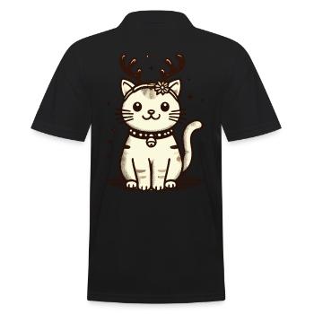 Chat de Noël avec des bois de renne - Polo Homme - noir - Dos - Kai (181cm)
