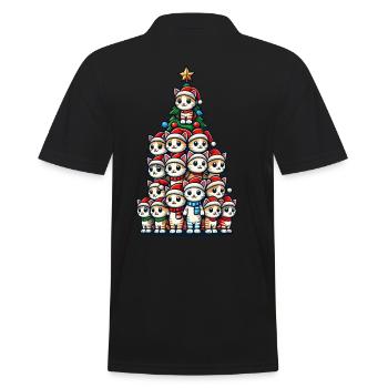 Christmas Cats Christmas Tree Fun - Men's Polo Shirt - black - Back - Kai (181cm)