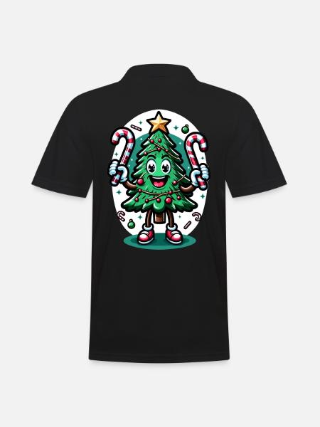 Merry Christmas Retro Tree - Men's Polo Shirt - black