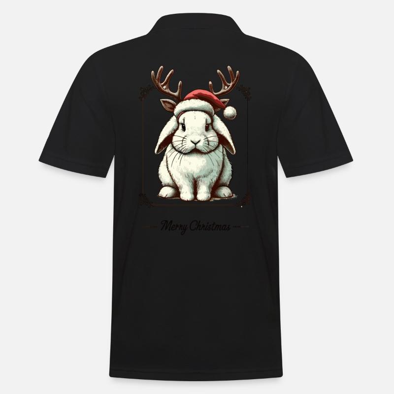 Mignon lapin style Noël - Polo Homme - noir