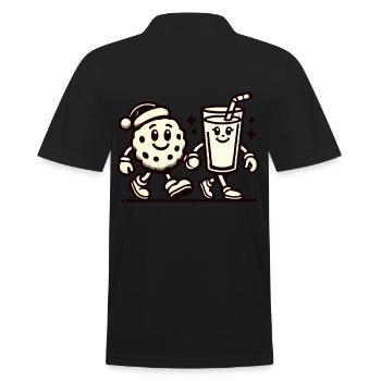 Christmas Vintage Biscuit And Milk Fun - Men's Polo Shirt - black - Back - Kai (181cm)