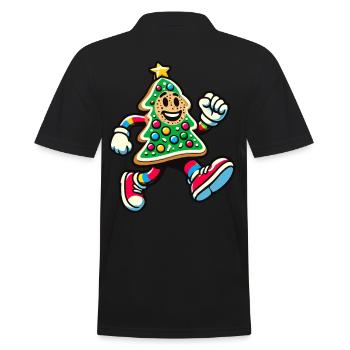 Happy Gingerbread Tree Running - Men's Polo Shirt - black - Back - Kai (181cm)