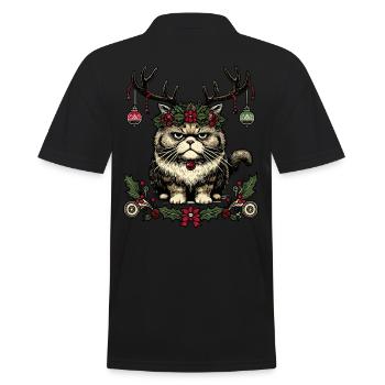 Christmas cat with antlers - Men's Polo Shirt - black - Back - Kai (181cm)