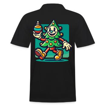 Joyeux dessin animé rétro de l’arbre de Noël - Polo Homme - noir - Dos - Kai (181cm)