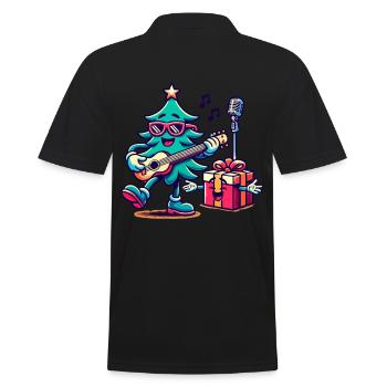 Fröhlicher Weihnachtsbaum Retro Musik - Männer Poloshirt - Schwarz - Hinten - Kai (181cm)