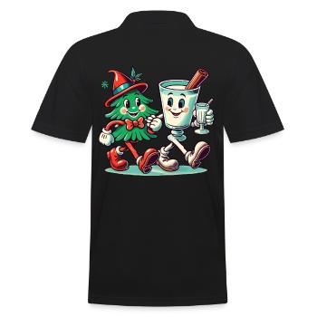 Fröhliche Weihnachten Retro Vintage Party - Männer Poloshirt - Schwarz - Hinten - Kai (181cm)