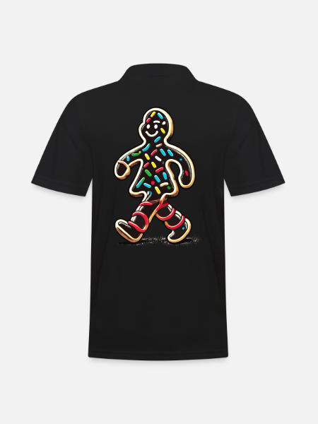 Fröhlicher Lebkuchenmann Mit Streuseln - Männer Poloshirt - Schwarz