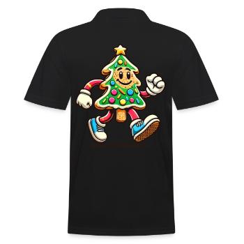 Merry Christmas Cookie Tree Figurine - Men's Polo Shirt - black - Back - Kai (181cm)