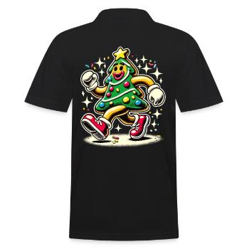 Funny Christmas tree in comic style - Men's Polo Shirt - black - Back - Kai (181cm)