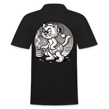 Chat au café de Noël - Polo Homme - noir - Dos - Kai (181cm)