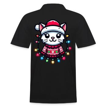 Chat de Noël avec des guirlandes lumineuses - Polo Homme - noir - Dos - Kai (181cm)