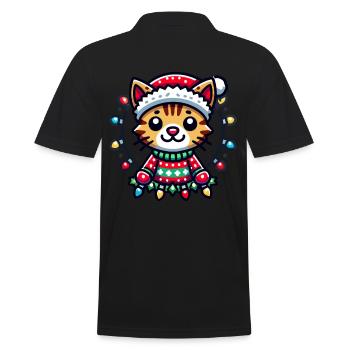 Joie de chat de Noël avec des lumières - Polo Homme - noir - Dos - Kai (181cm)