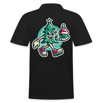 Arbre de Noël rétro drôle avec boule - Polo Homme - noir - Dos - Kai (181cm)