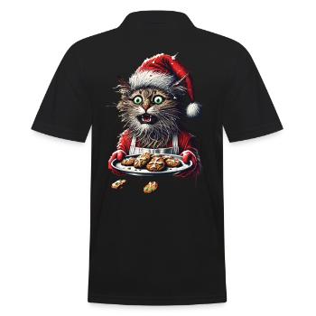 Weihnachten Katze Mit Keksen - Männer Poloshirt - Schwarz - Hinten - Kai (181cm)