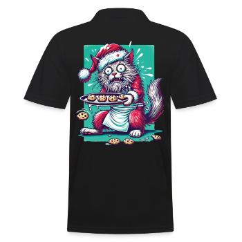 Cat Christmas Cookie Chaos Fun - Men's Polo Shirt - black - Back - Kai (181cm)