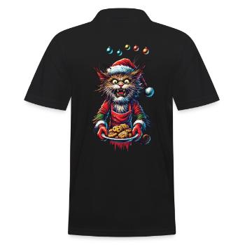 Weihnachten Katze Mit Plätzchen - Männer Poloshirt - Schwarz - Hinten - Kai (181cm)