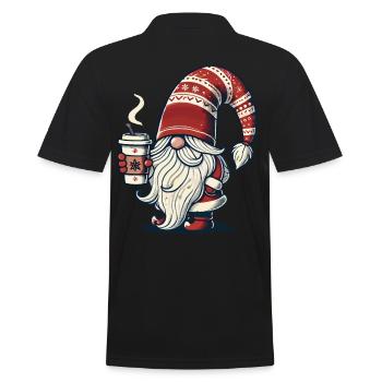 Weihnachten Gnom Mit Kaffeezauber - Männer Poloshirt - Schwarz - Hinten - Kai (181cm)