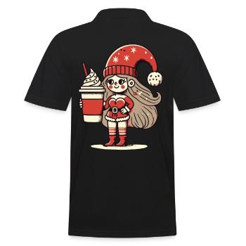 Weihnachtlicher Kaffeeliebhaber Gnom - Männer Poloshirt - Schwarz - Hinten - Kai (181cm)