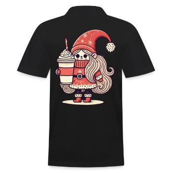 Coffee Lover Christmas Gnome Gnome Style - Men's Polo Shirt - black - Back - Kai (181cm)