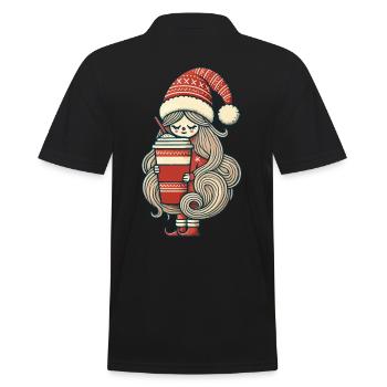 Christmas Gnome With Coffee In Hand - Men's Polo Shirt - black - Back - Kai (181cm)