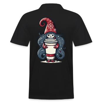 Christmas Coffee Lover Gnome - Men's Polo Shirt - black - Back - Kai (181cm)