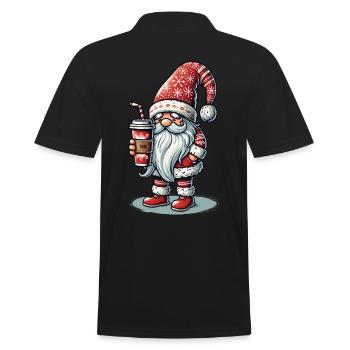 Weihnachtswichtel Mit Kaffee Für Kaffeeliebhaber - Männer Poloshirt - Schwarz - Hinten - Kai (181cm)