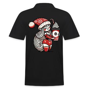 Christmas gnome with coffee for coffee lovers - Men's Polo Shirt - black - Back - Kai (181cm)