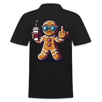 Christmas gingerbread man with middle finger - Men's Polo Shirt - black - Back - Kai (181cm)
