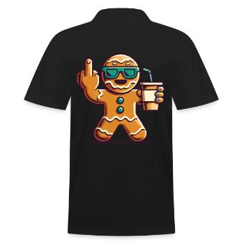 Bonhomme en pain d’épice de Noël avec doigt d’honneur - Polo Homme - noir - Dos - Kai (181cm)