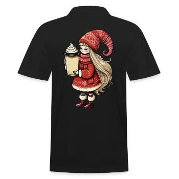 Christmas gnome for coffee lovers - Men's Polo Shirt - black - Back - Kai (181cm)