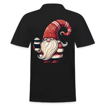 Weihnachten Gnom Mit Kaffee Für Kaffeeliebhaber - Männer Poloshirt - Schwarz - Hinten - Kai (181cm)