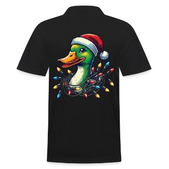 Canard drôle de Noël avec des guirlandes lumineuses - Polo Homme - noir - Dos - Kai (181cm)