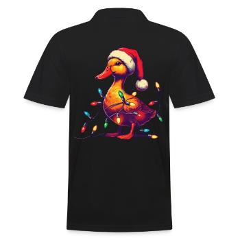 Canard drôle de Noël avec des guirlandes lumineuses - Polo Homme - noir - Dos - Kai (181cm)