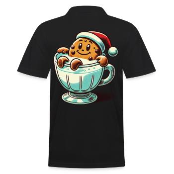 Merry Biscuit Christmas Retro Vintage Style - Men's Polo Shirt - black - Back - Kai (181cm)